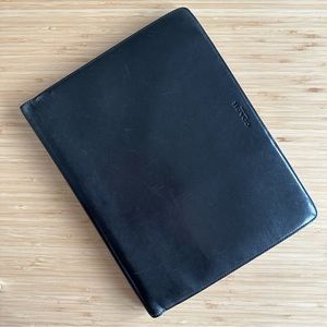 Premium Coach Black Leather Notepad Folio - Excellent Used Condition